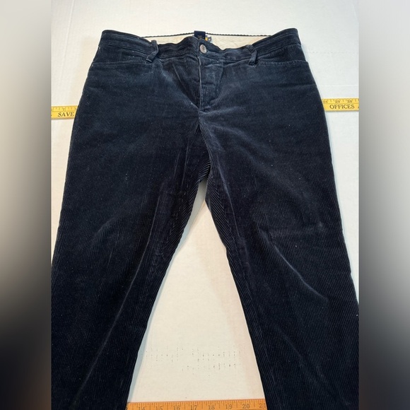 Ralph Lauren Sz12 Rugby Corduroy Pants Zipper Ankle Flat Front Women’s Navy Blue - Picture 2 of 12
